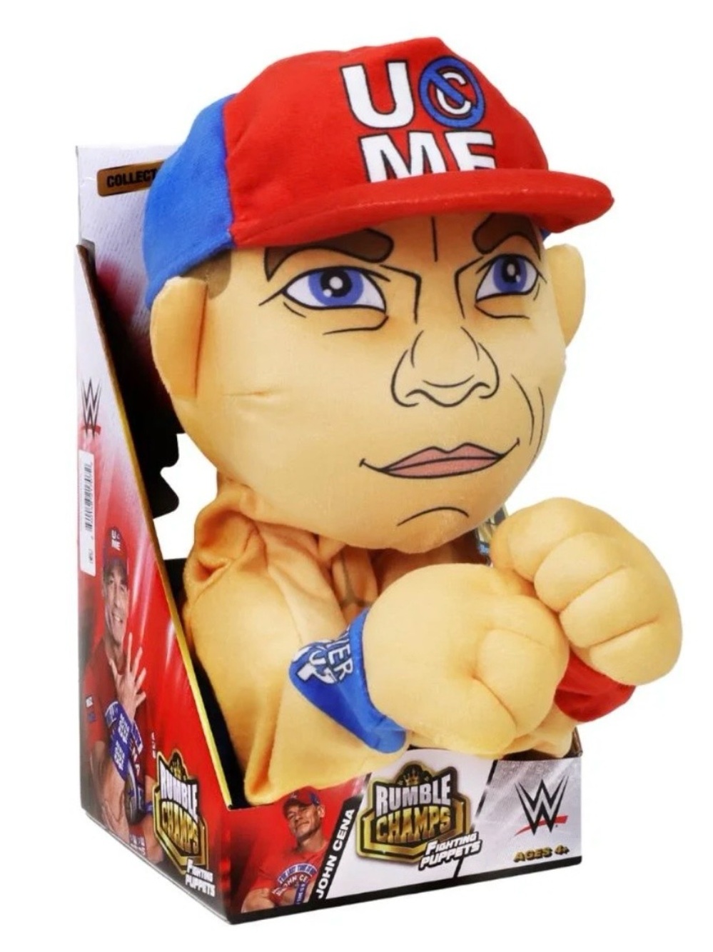 WWE Plush Fighter Puppet - Red & Blue Cap with Beige Skin - Picture 2 of 5